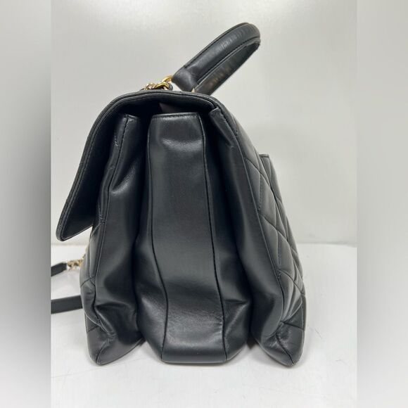 Chanel Large Trendy Top Handle Black Quilted Shoulder Hand Bag Gold Hardware - Picture 6 of 16